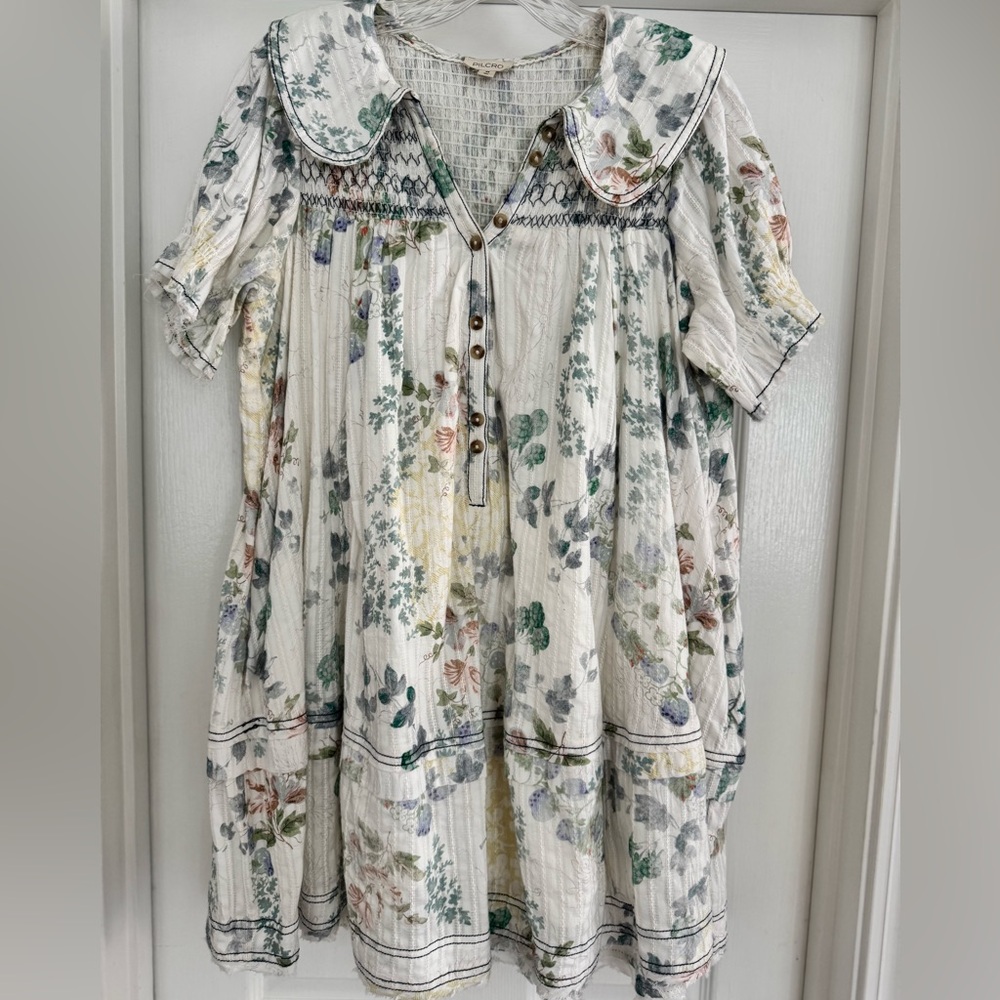 Pilcro Multicolor Floral Dress with Button Accents XS-LIKE NEW